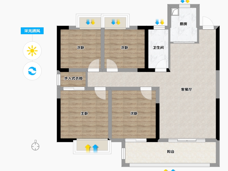 江西省-赣州市-时代国风府-96.00-户型库-采光通风