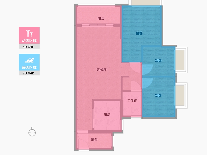 广东省-广州市-时代香海彼岸(南沙)-69.35-户型库-动静分区