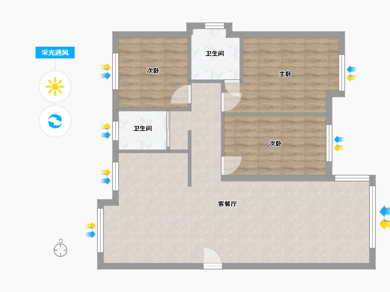 湖北省-黄石市-天行御景名门-92.00-户型库-采光通风