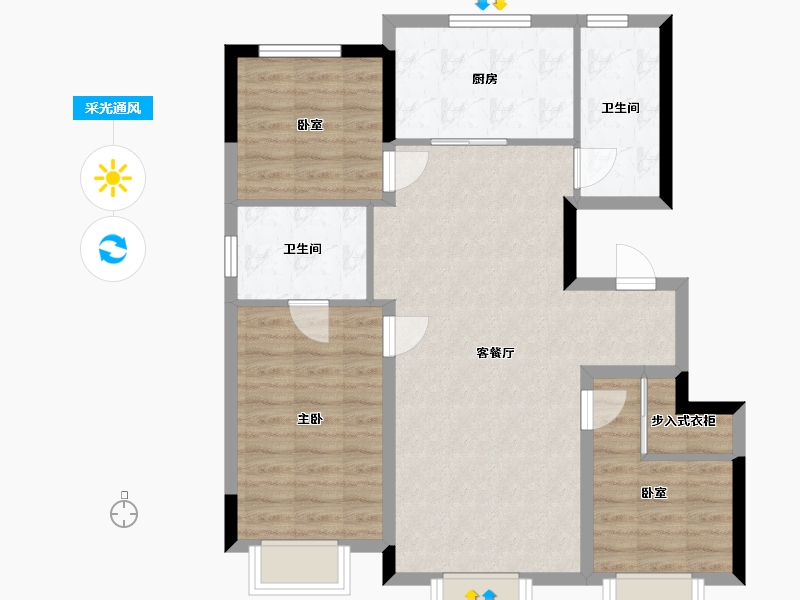 吉林省-长春市-净月辰院-95.81-户型库-采光通风