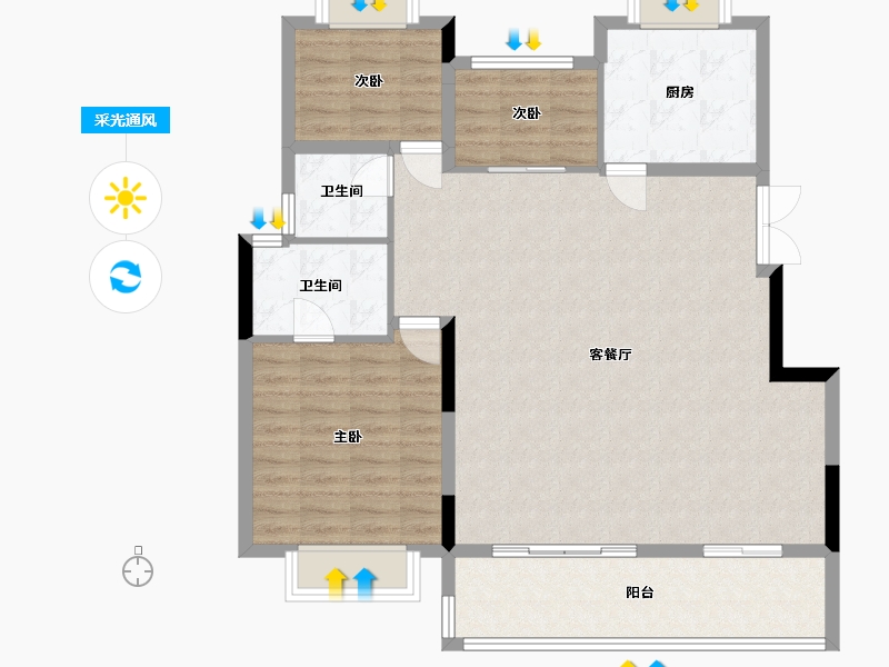 贵州省-贵阳市-中南林越-124.80-户型库-采光通风