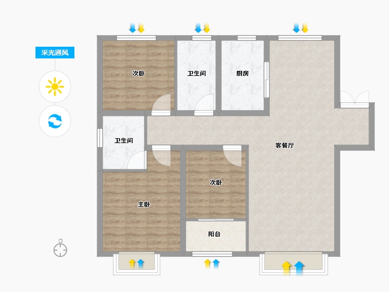 山东省-聊城市-融顺森林府邸-99.00-户型库-采光通风