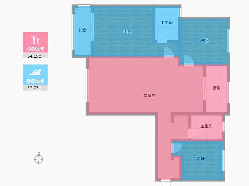 陕西省-西安市-逸飞小区-107.58-户型库-动静分区