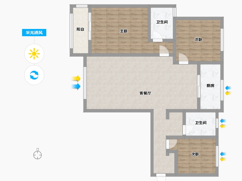 陕西省-西安市-逸飞小区-107.58-户型库-采光通风