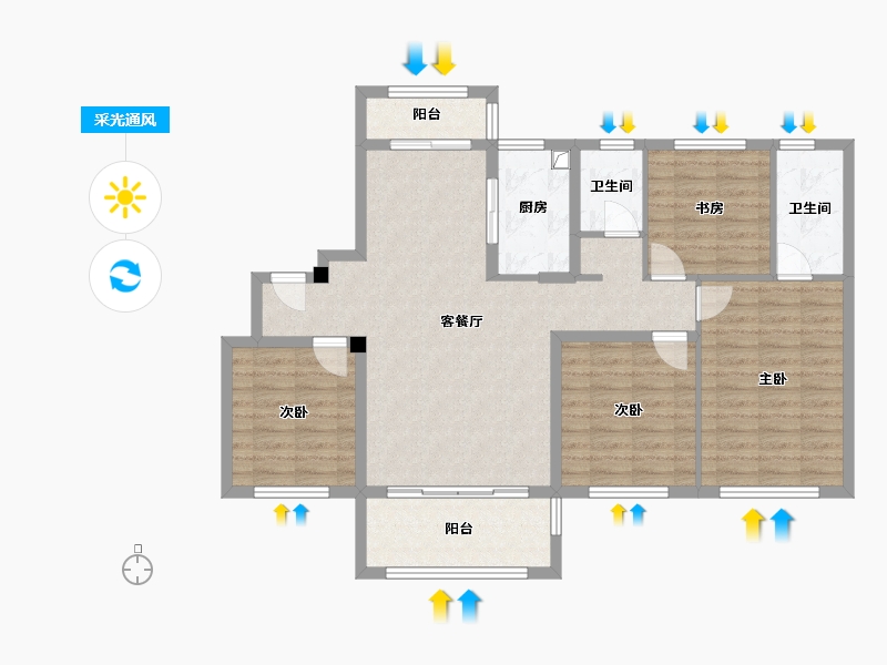 江西省-赣州市-枫叶翰林院-104.00-户型库-采光通风