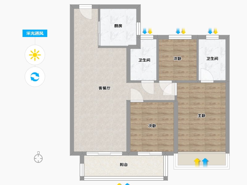 湖北省-武汉市-云栖风华-80.00-户型库-采光通风