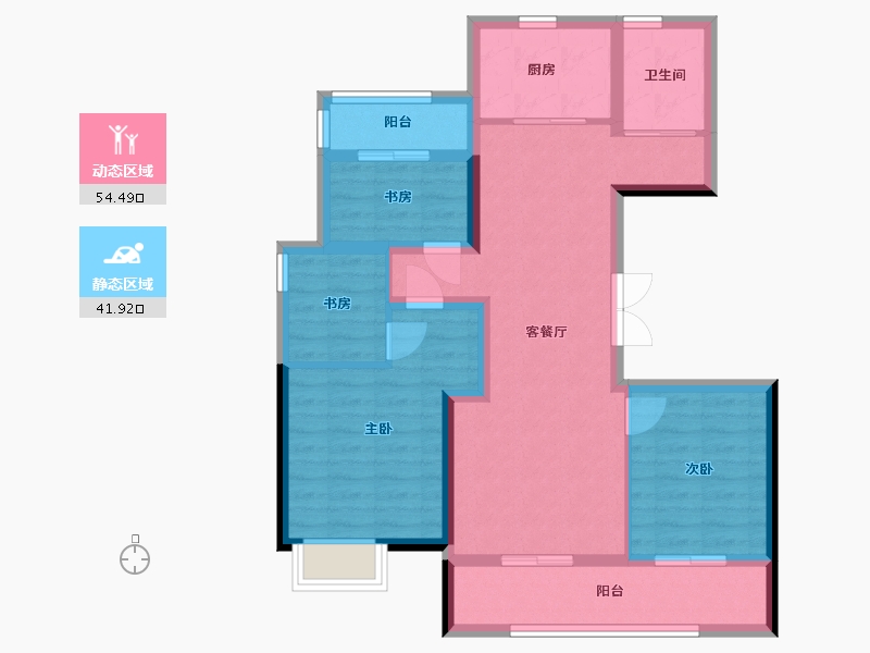 浙江省-宁波市-杭州湾吉璟府-84.80-户型库-动静分区