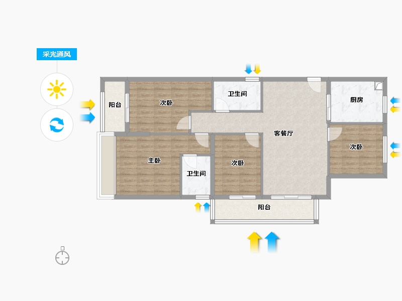 浙江省-台州市-星悦城-110.00-户型库-采光通风