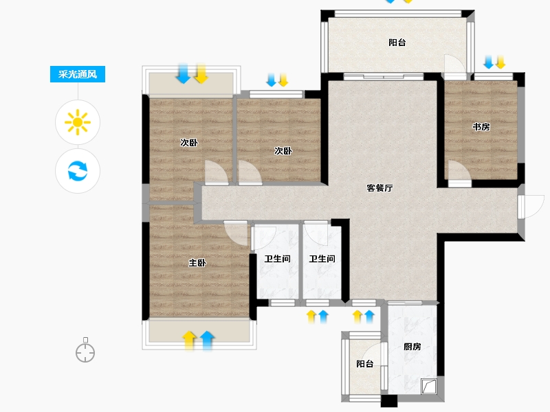 广西壮族自治区-南宁市-城建中山学府-83.20-户型库-采光通风