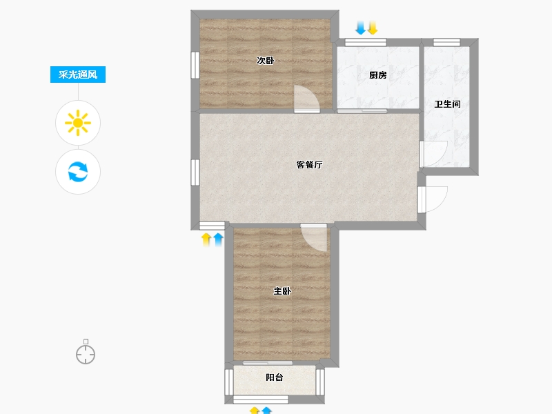 河北省-石家庄市-绿地新里城西斯莱公馆-B区-72.15-户型库-采光通风