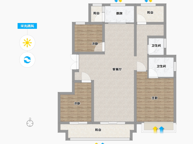 重庆-重庆市-金科集美嘉悦-一期-112.00-户型库-采光通风