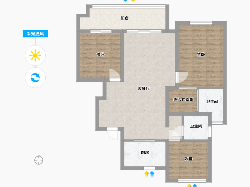 安徽省-宿州市-国建京御府一期二期-92.52-户型库-采光通风