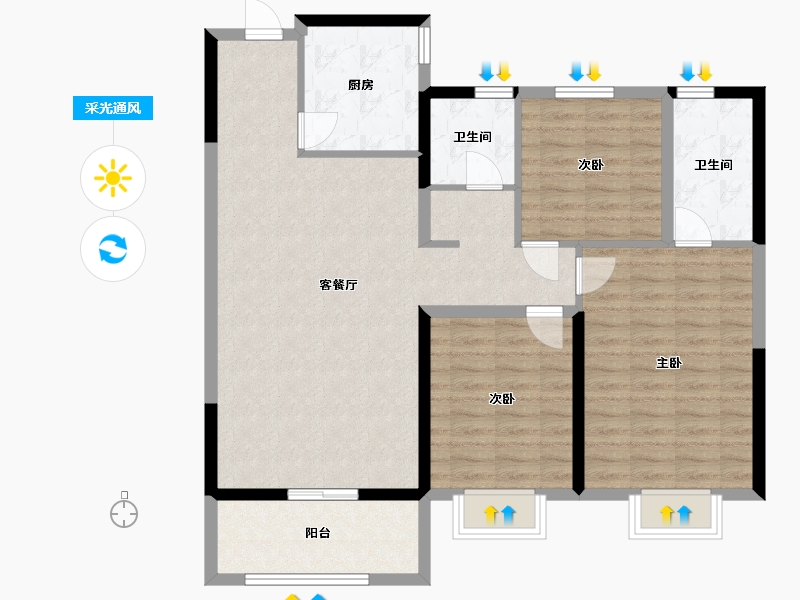 河南省-新乡市-立拓华府-104.00-户型库-采光通风