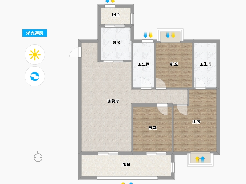 湖北省-黄冈市-南城馨语-102.21-户型库-采光通风