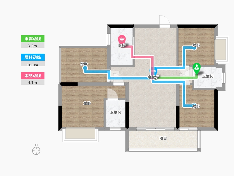 广西壮族自治区-来宾市-悦江雅苑-二期-84.80-户型库-动静线