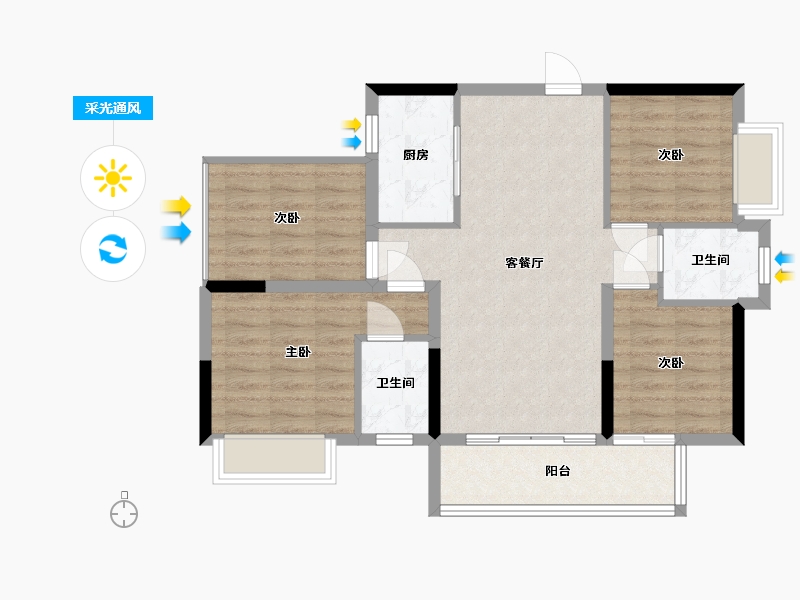 广西壮族自治区-来宾市-悦江雅苑-二期-84.80-户型库-采光通风