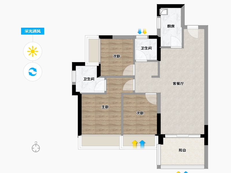 广东省-深圳市-东岸雅居-71.20-户型库-采光通风