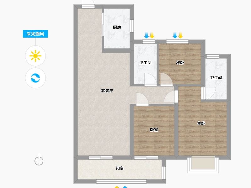 浙江省-宁波市-龙光久誉慈郡  -76.00-户型库-采光通风