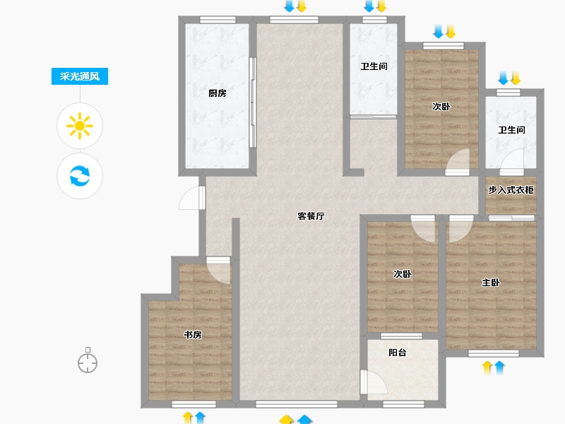 山东省-滨州市-月湖蓝湾-143.56-户型库-采光通风