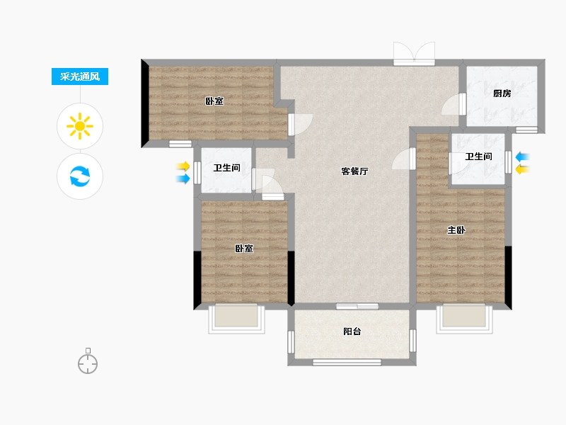 河南省-周口市-阳光城小区-100.80-户型库-采光通风