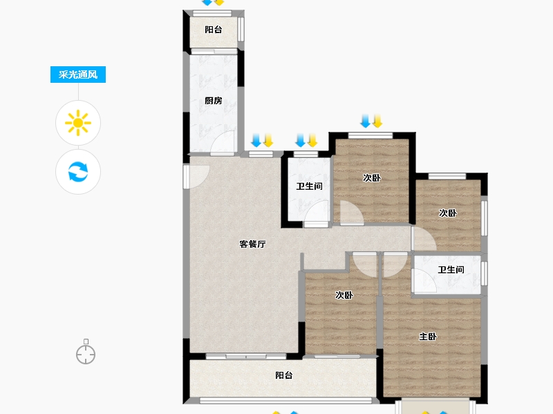 浙江省-绍兴市-芯馨雅园-112.00-户型库-采光通风