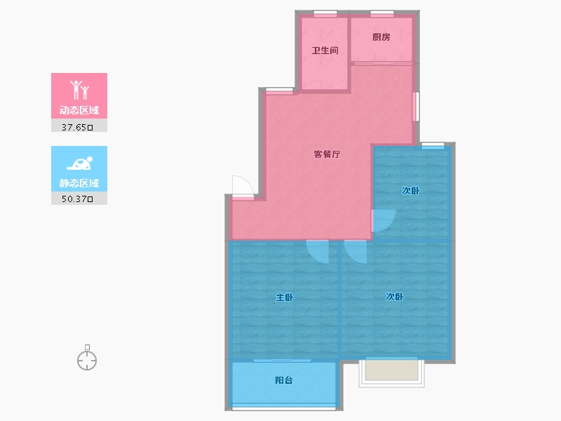 江苏省-南京市-横岭新寓-85.60-户型库-动静分区