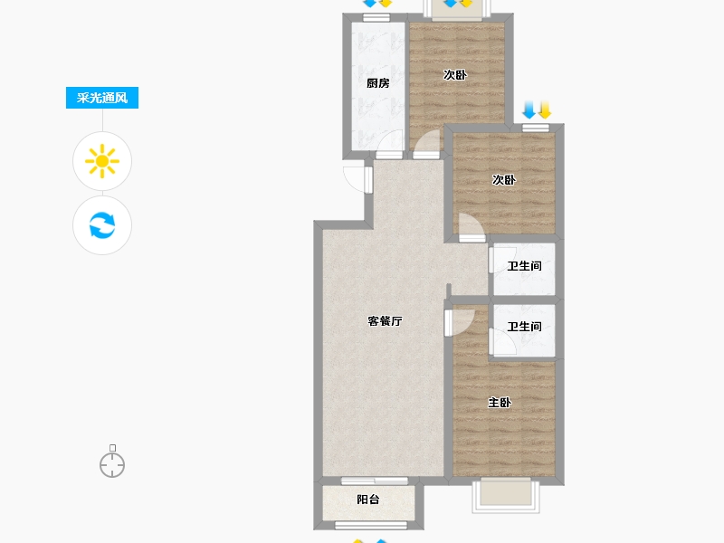 河北省-廊坊市-明德苑-96.00-户型库-采光通风