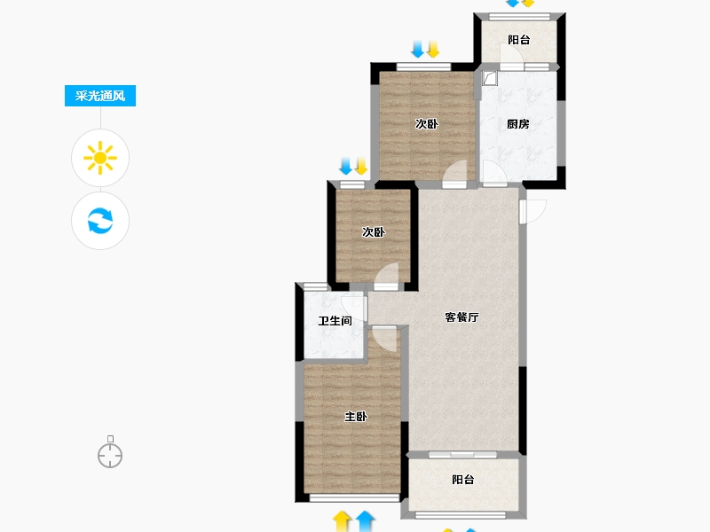 河南省-商丘市-恒大珺睿府-88.46-户型库-采光通风