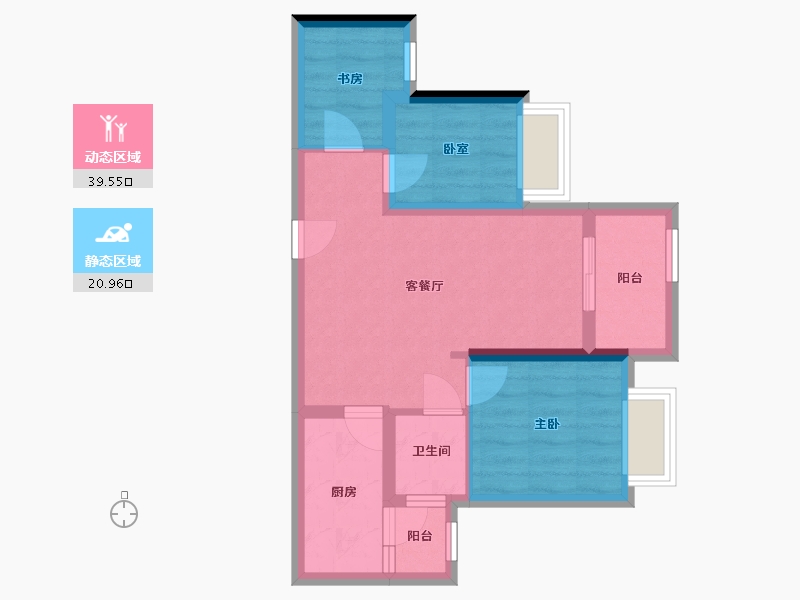 重庆-重庆市-重庆大唐林溪府-58.17-户型库-动静分区