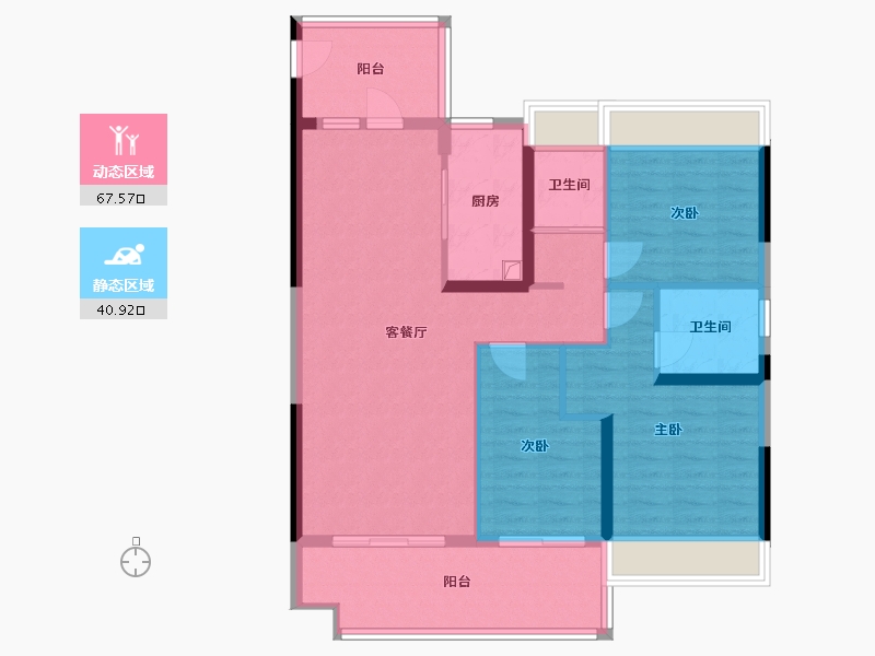 湖北省-咸宁市-碧桂园城市之光营销中心-100.00-户型库-动静分区