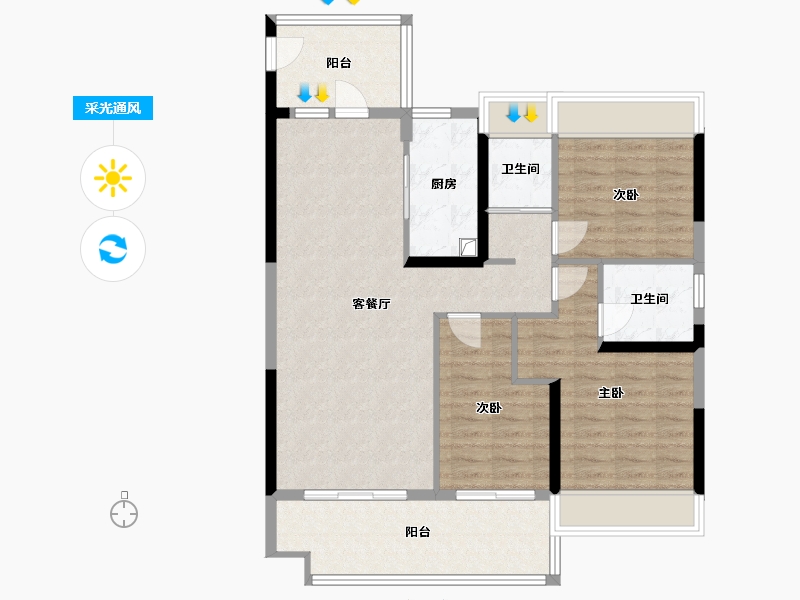 湖北省-咸宁市-碧桂园城市之光营销中心-100.00-户型库-采光通风