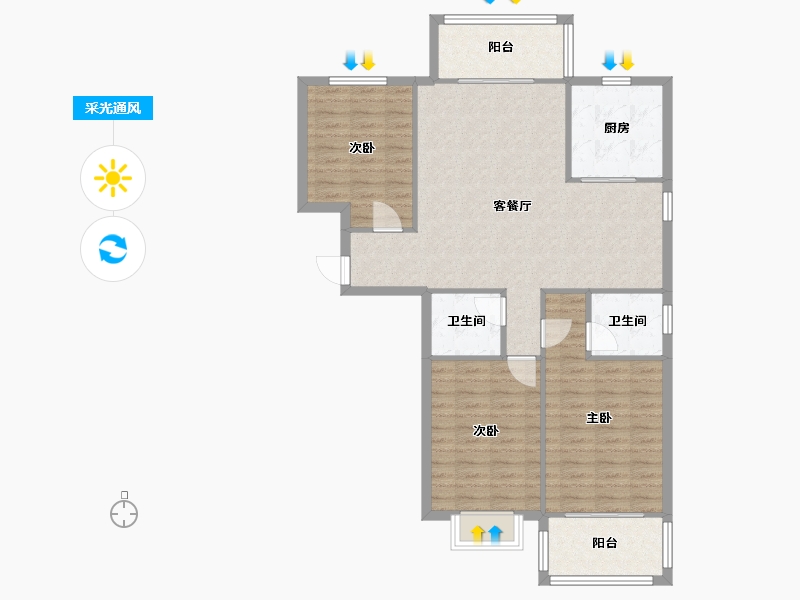 江苏省-徐州市-幸福家园-100.00-户型库-采光通风