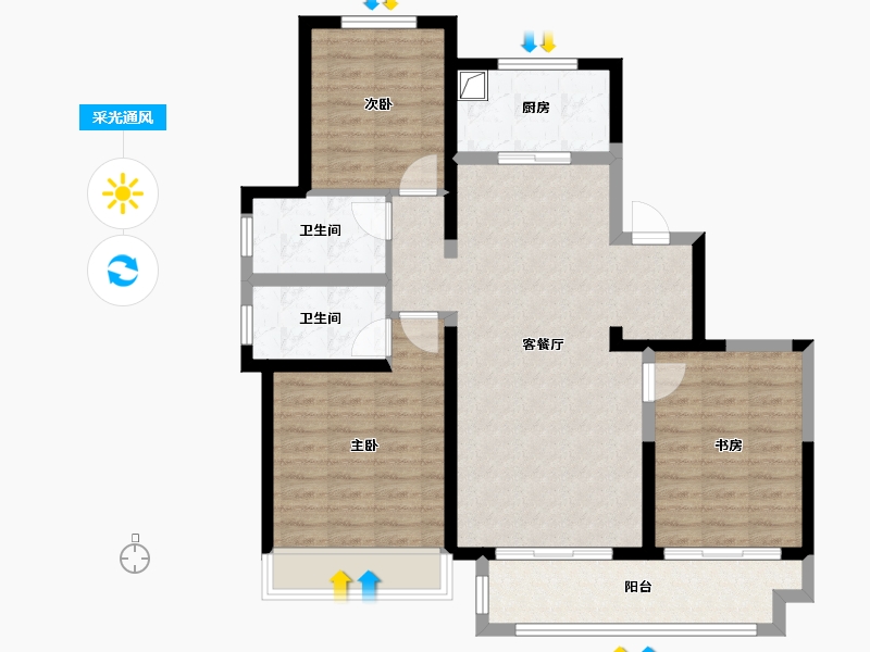 浙江省-温州市-豪璟园-100.00-户型库-采光通风