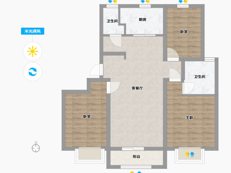 河北省-唐山市-荣望府-92.80-户型库-采光通风