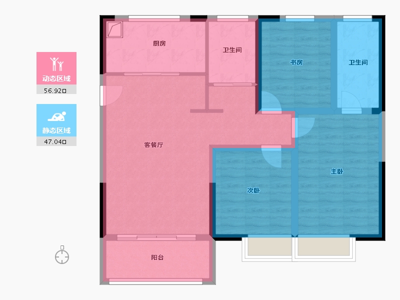 江苏省-徐州市-苗林小区-92.80-户型库-动静分区