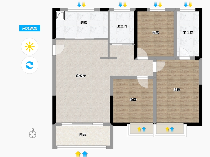 江苏省-徐州市-苗林小区-92.80-户型库-采光通风