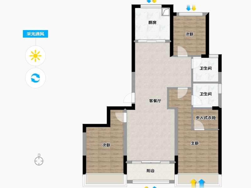 浙江省-温州市-首府壹号-110.40-户型库-采光通风