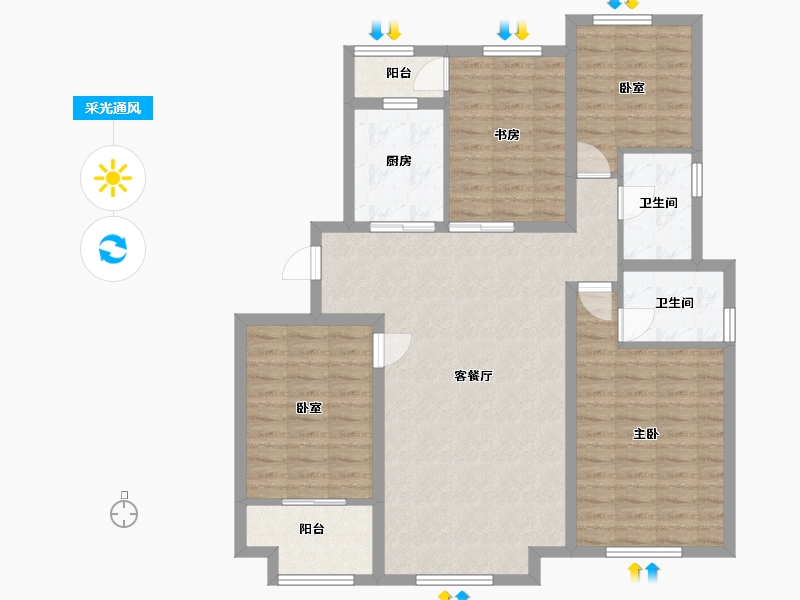 山东省-济宁市-济宁宸悦府-123.80-户型库-采光通风