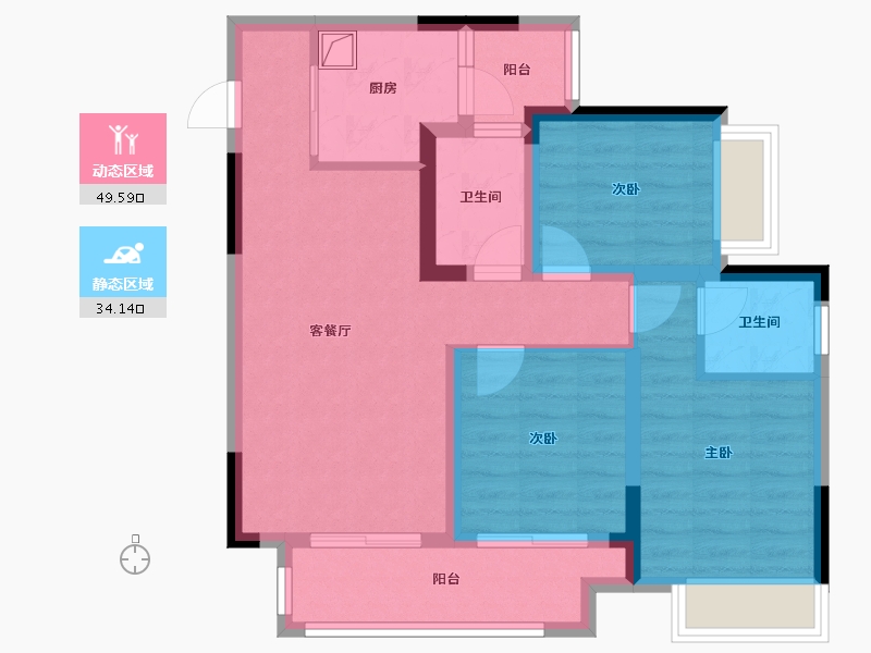 重庆-重庆市-四季丰泰-80.60-户型库-动静分区