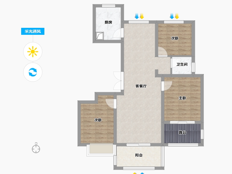 安徽省-安庆市-金马中央城-82.42-户型库-采光通风