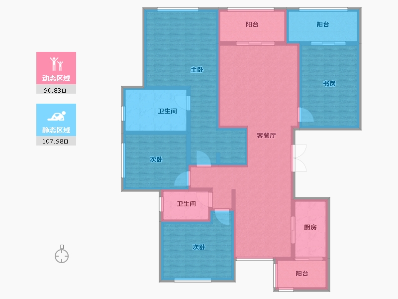 陕西省-西安市-白桦林溪-179.12-户型库-动静分区