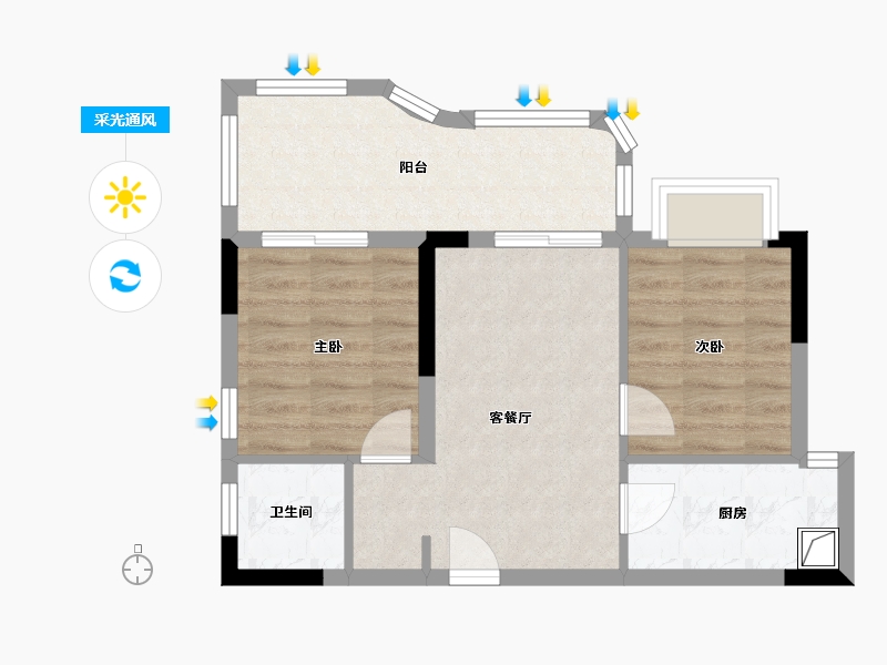 四川省-眉山市-印象中铁时光城一期-53.92-户型库-采光通风