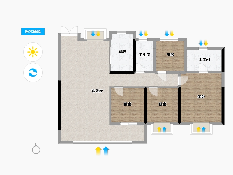 浙江省-温州市-卓越城-111.20-户型库-采光通风