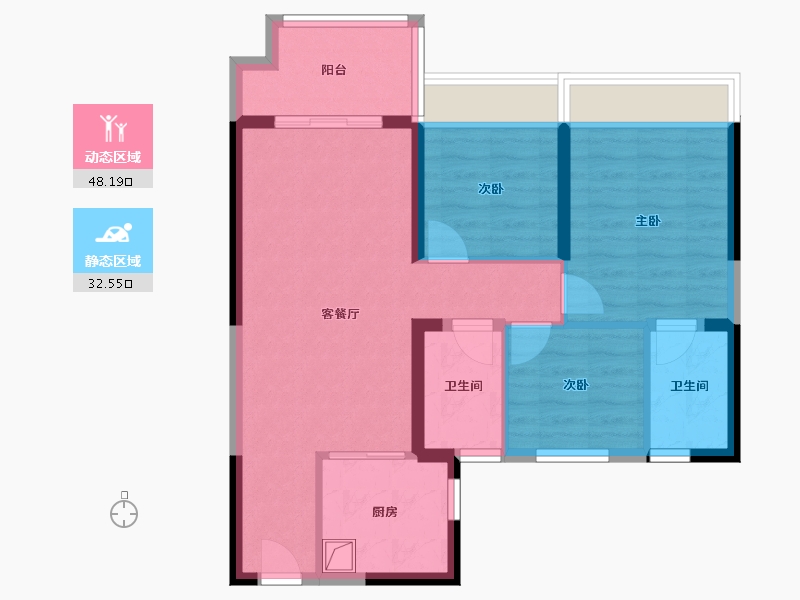 湖北省-仙桃市-仙桃碧桂园-79.83-户型库-动静分区