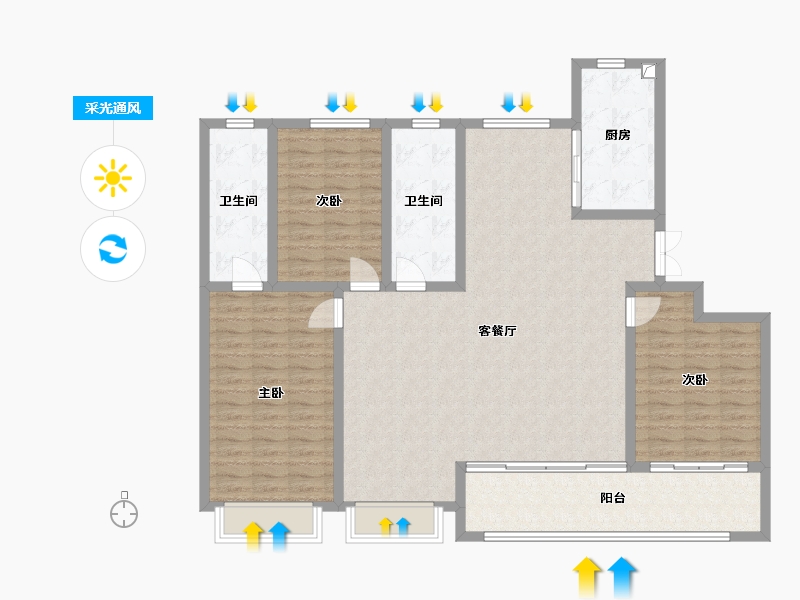 山东省-潍坊市-东方天韵-133.00-户型库-采光通风