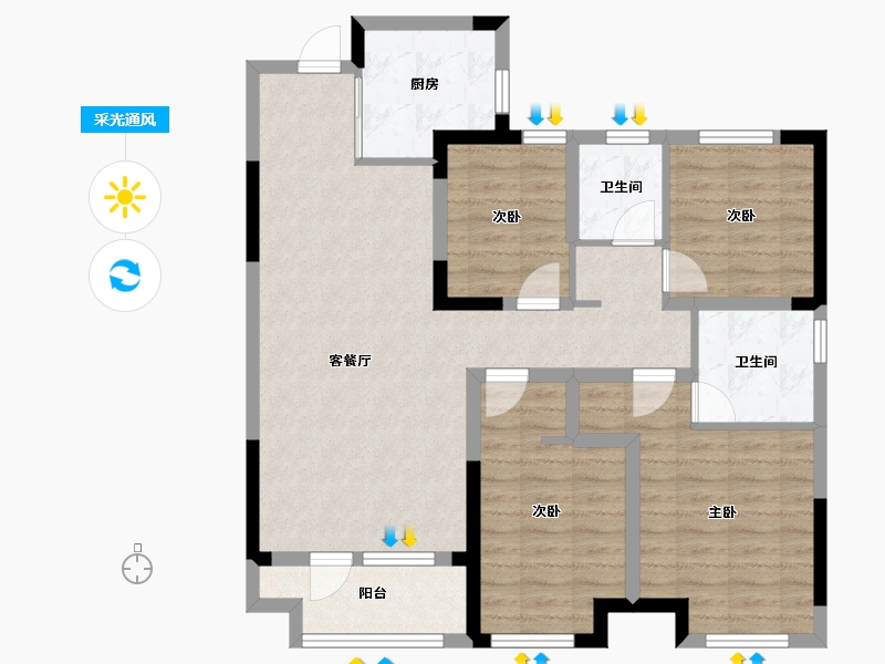 山东省-青岛市-金茂悦府-102.30-户型库-采光通风