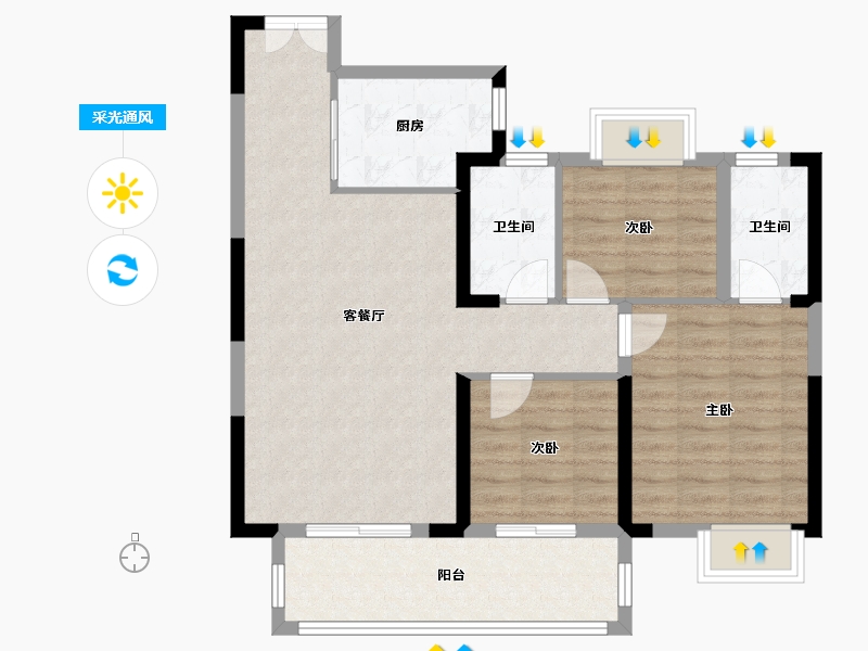 湖北省-宜昌市-时代印-92.94-户型库-采光通风