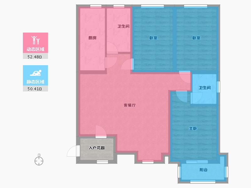 河北省-石家庄市-天山翡丽公馆-107.75-户型库-动静分区