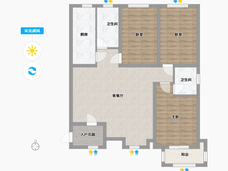 河北省-石家庄市-天山翡丽公馆-107.75-户型库-采光通风