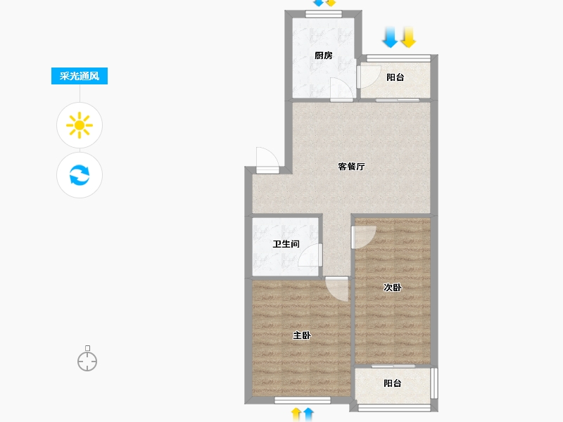 天津-天津市-堤南里-63.92-户型库-采光通风